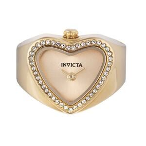 Invicta Mini Angel Women's Ring Watch Crystal Bezel Gold Heart Dial 49574-NEW